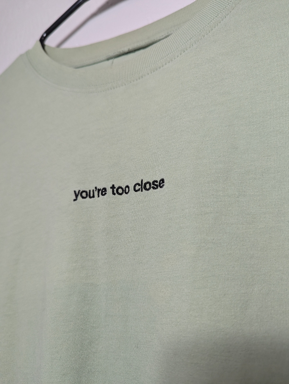 Men's Light Green Embroidered Graphic T-Shirt Casual Introvert Funny Streetwear